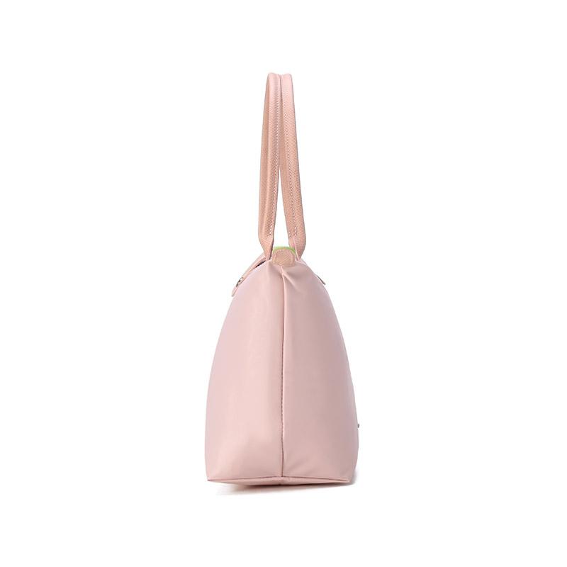 Longchamp Le Pliage 28 Ferramenta in Metallo Argentato Profilo Minimalista Stile Eco-Friendly Tela e Pelle Borsa a Mano Donna tote Rosa 2605919P64