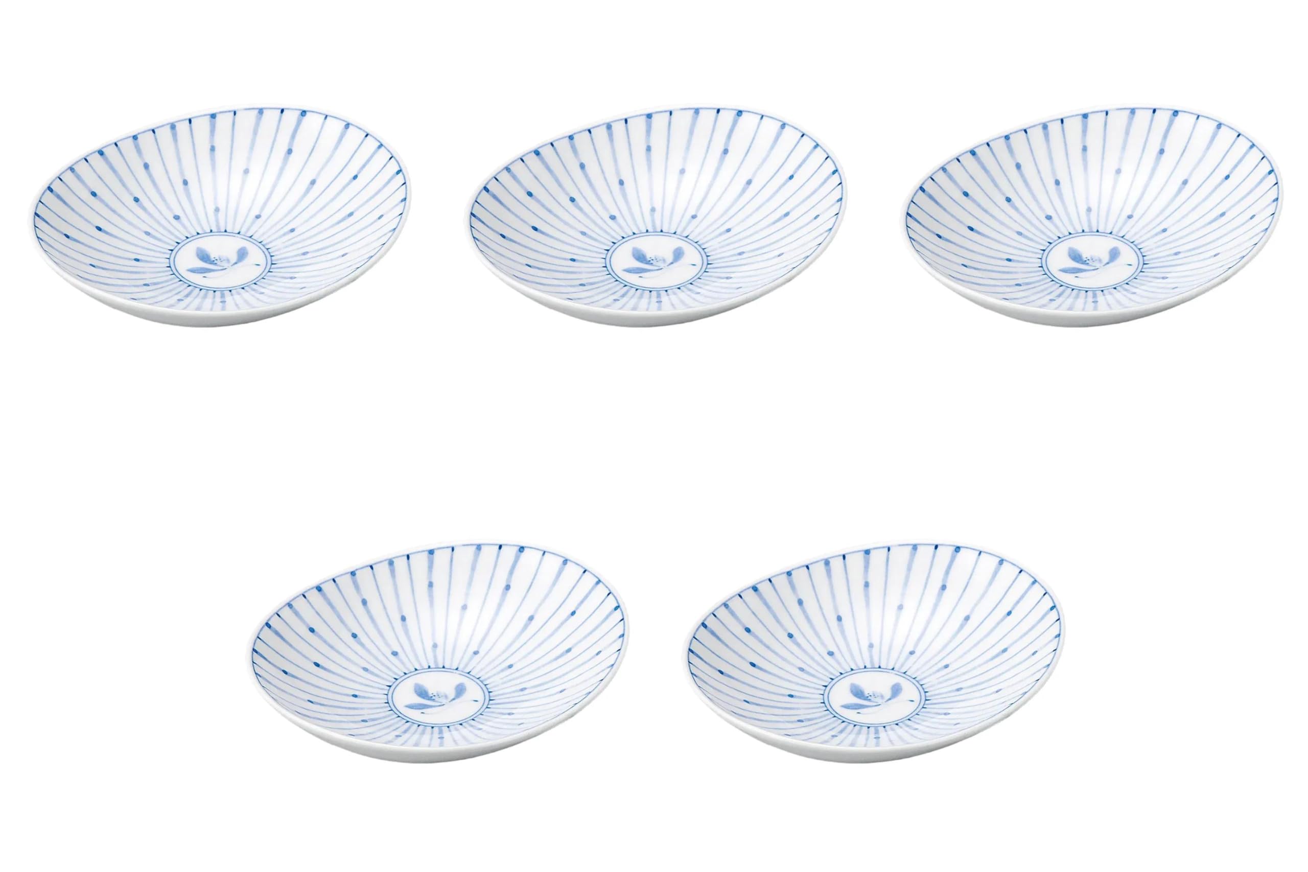 

Set of 5 Tokusa Ran Oval Plates x 13 x 2 Arita Ware Medium Bowl Setomonohonpo (Medium) [15.5 cm]
