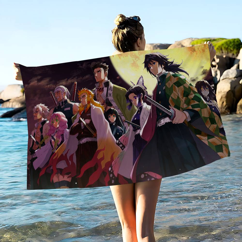 Anime Demon Slayer Beach Towel Colorful Bath Towels For Girl Microfiber Quick Dry Sand Free Beach Yoga Spa Gym Pool