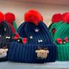 Red Christmas Wool Hat Female Winter Cute Deer Versatile Face Small Big Head Circumference Warm Knitted Hat