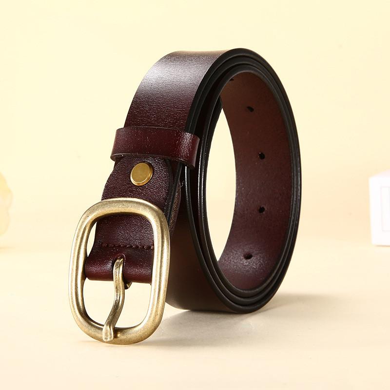 Womens Leather Belt Simple Classic Cowhide Fashion Korean Style For Casual Jeans Wear