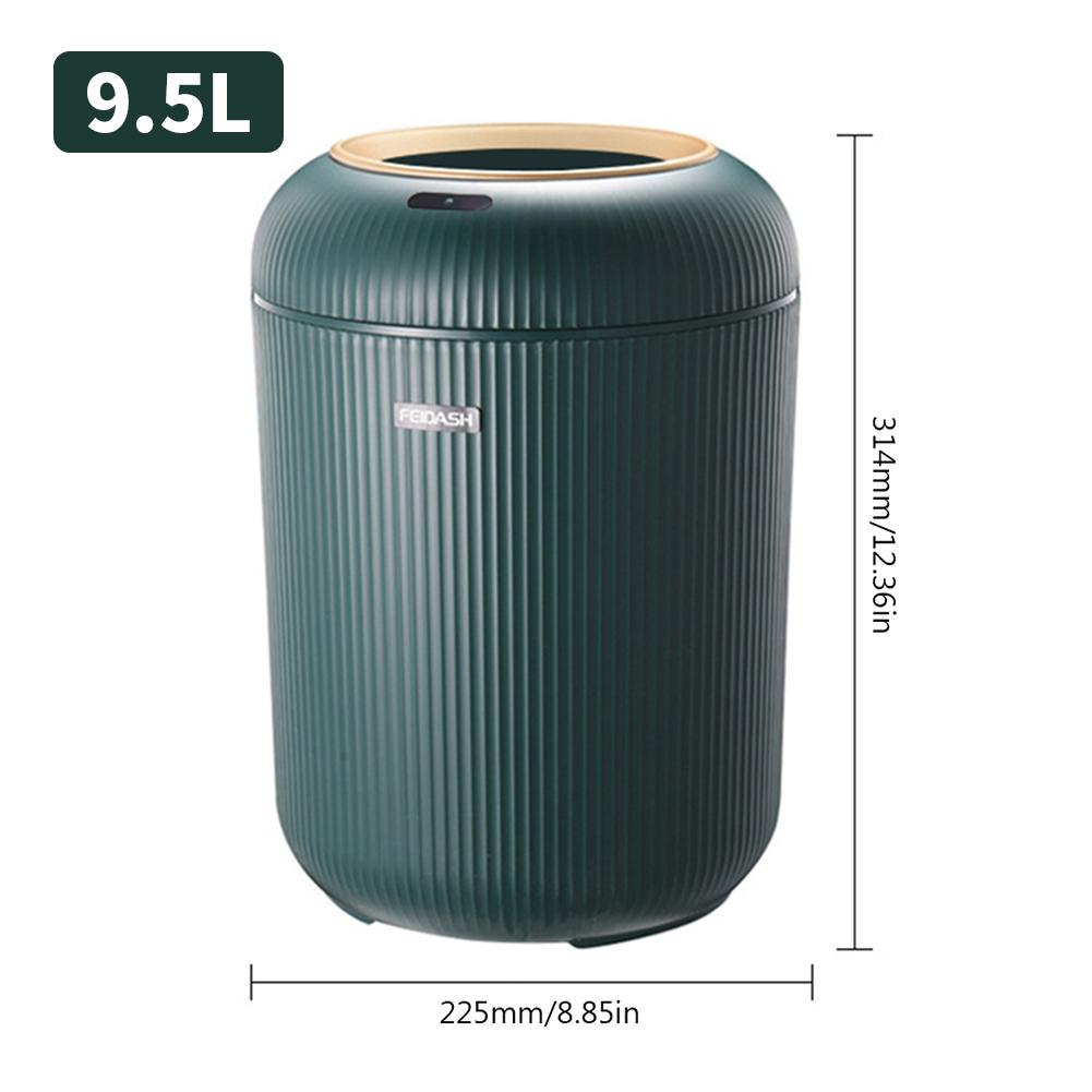 9.5L/10L Automatic Sensor Kitchen Trash Bin with Lid Round Shape Non-slip Footbed One-Touch Constant Opening Dispenser for Home
