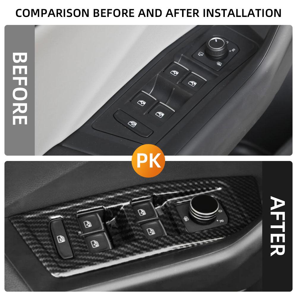 Car Window Lifter Panel Sticker for Volkswagen T-Roc Troc 2018-2026 LHD Imitation Carbon Fiber ABS Interior Styling Accessories