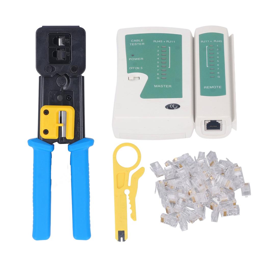 RJ45 Crimp Tool Kit Pass Thru CAT6 CAT5E Crimping Tools Set with RJ Connector Network Cable Tester