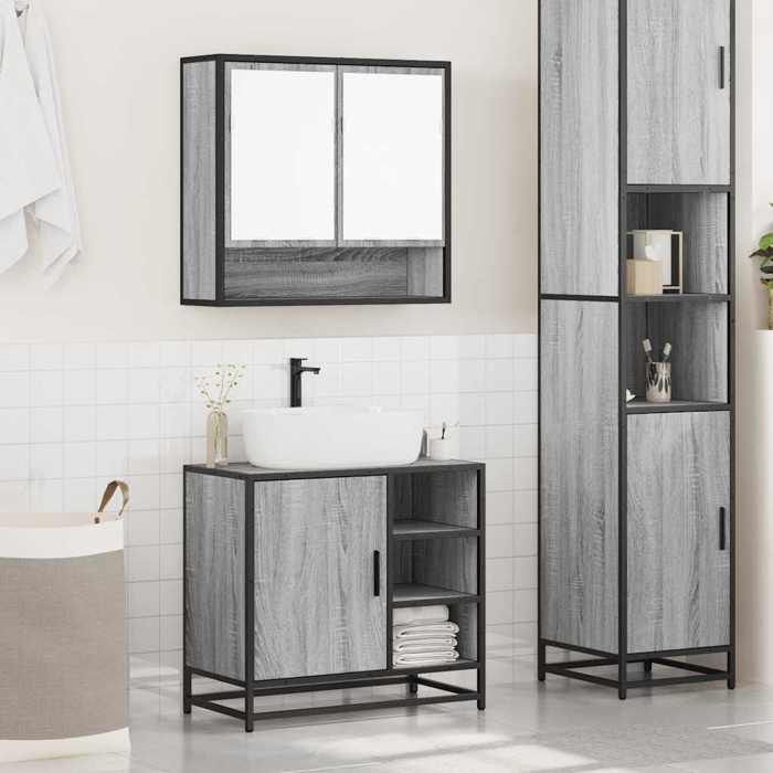 VidaXL Ensemble De Meubles De Salle De Bain 2 Pcs Sonoma Grey, Storage Cabinet, Bathroom Cabinet, Vanity Unit 3300938