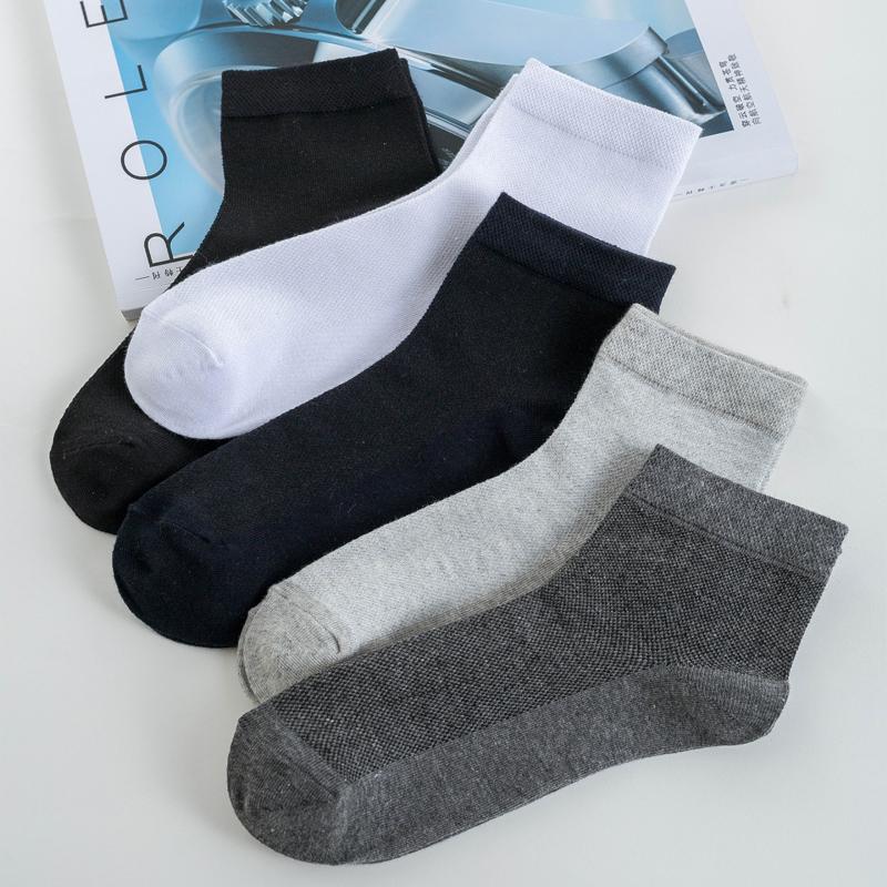 5Pairs Men Organic Cotton Socks Mesh Breathable Business Sock Casual Athletic Spring Summer New for Male Plus Size EUR38-45