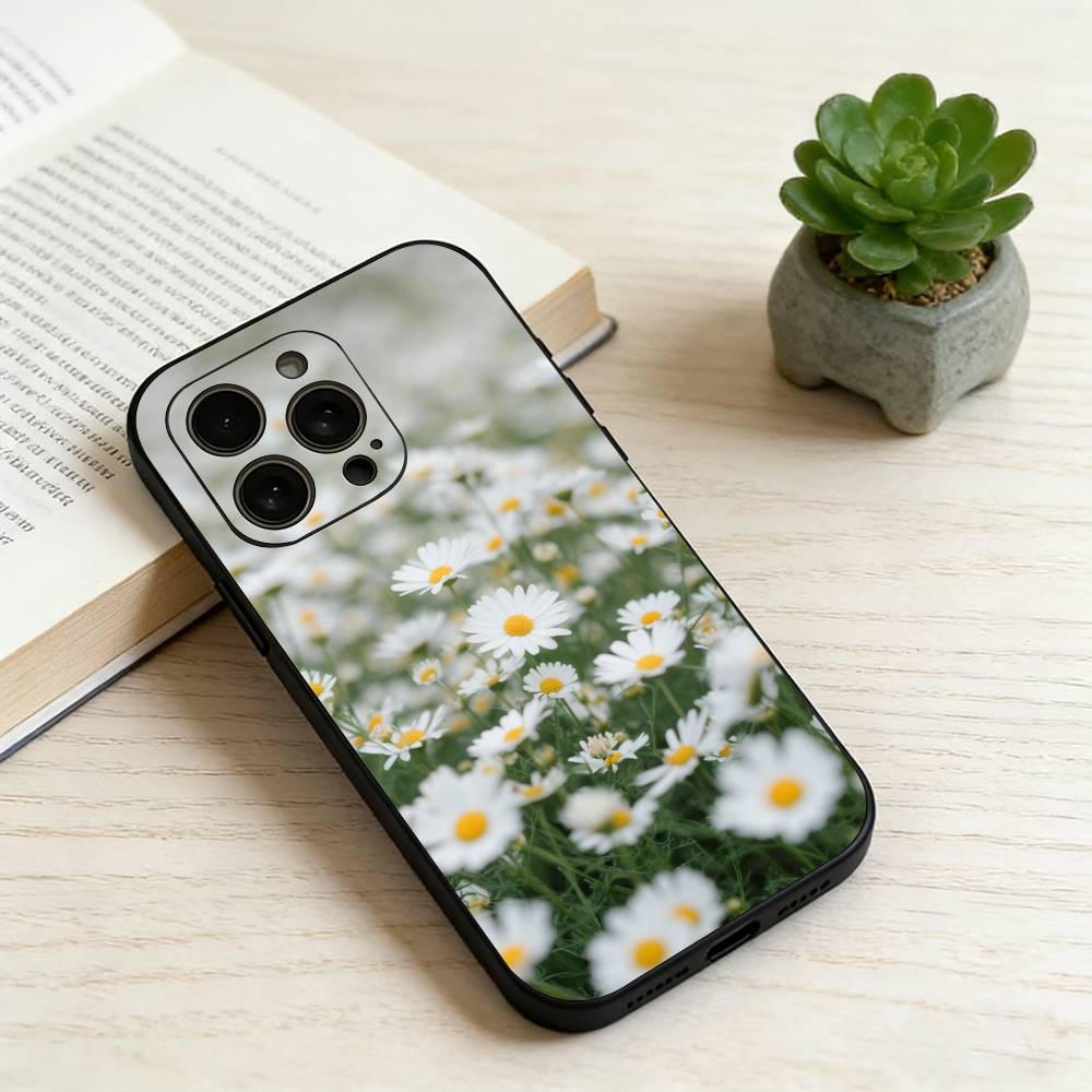 

daisy Phone Case For iPhone 17,16,15,14,13,12,11 Plus,Pro Max,XS,Soft Silicone Black Cover iPhone17air