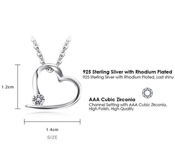 Ashley Jewelry Necklace, Sterling Silver 925, Open Heart Pendant, Simple Design, Women's, Everyday Wear, Gift