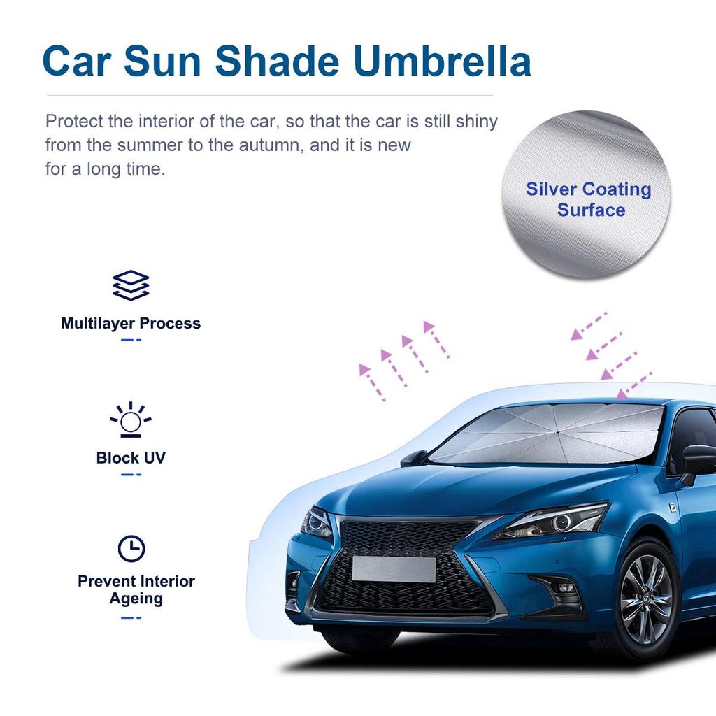 Car Sunshade Umbrella Front Windshield Sun Shade Resistant Insulation Heat Anti For TOYOTA CROWN REIZ VIOS PRADO COASTER CamryWindshield Sunshades 1