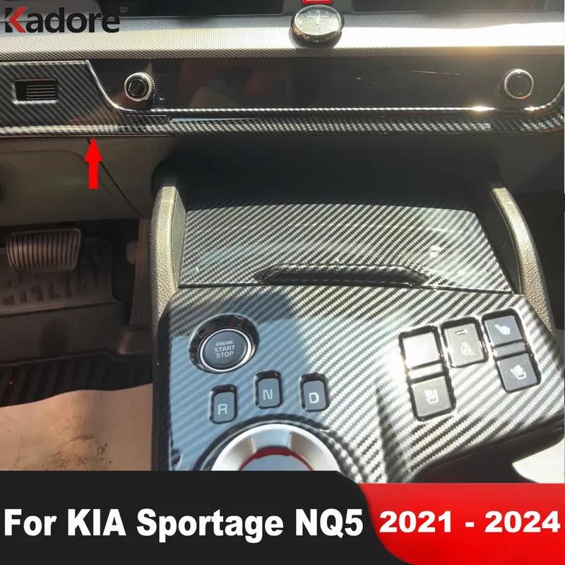Car Center Air Condition AC Switch Button Panel Cover Trim For KIA Sportage NQ5 - 2024 Carbon Fiber Interior Accessories