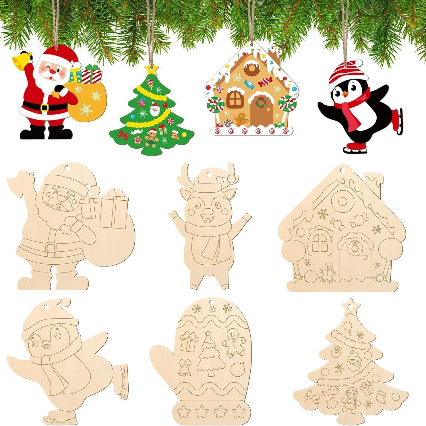 

6pcs Christmas decorations wooden dwarfs, unfinished wood carvings, elf slices, wooden ornaments, handmade, ready for painting 10-11cm