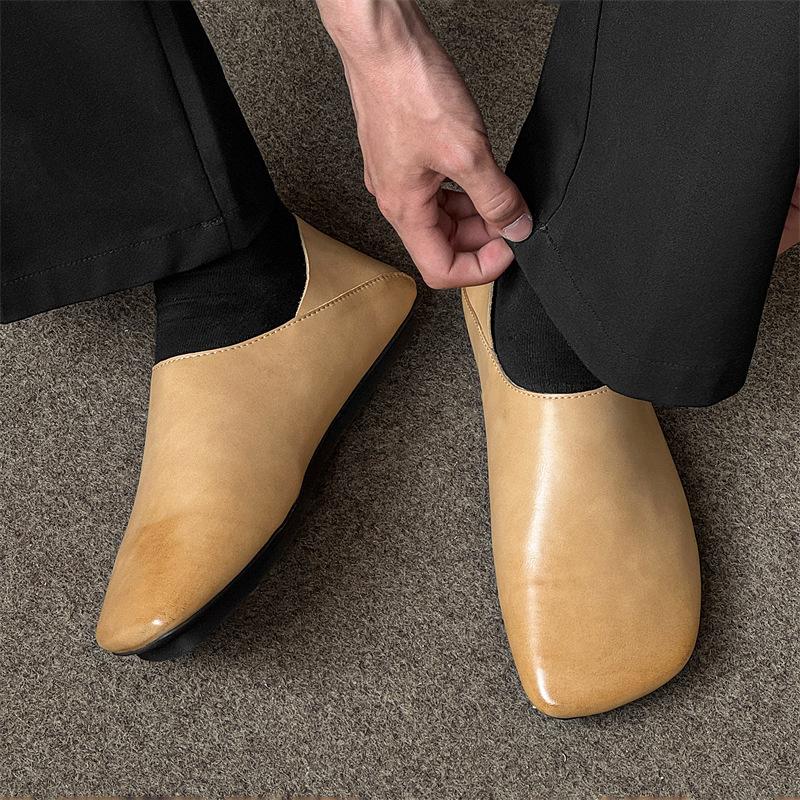 

2025 темные ретро туфли одиночные пара удобные повседневные туфли одна педаль ленивые туфли 14712-24712-X 38 жёлтый