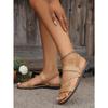 Plus Size Women's Solid Roman Sandals, Flat Cross Strap Beach Shoes, Casual Non-slip Summer Slippers, Size 43