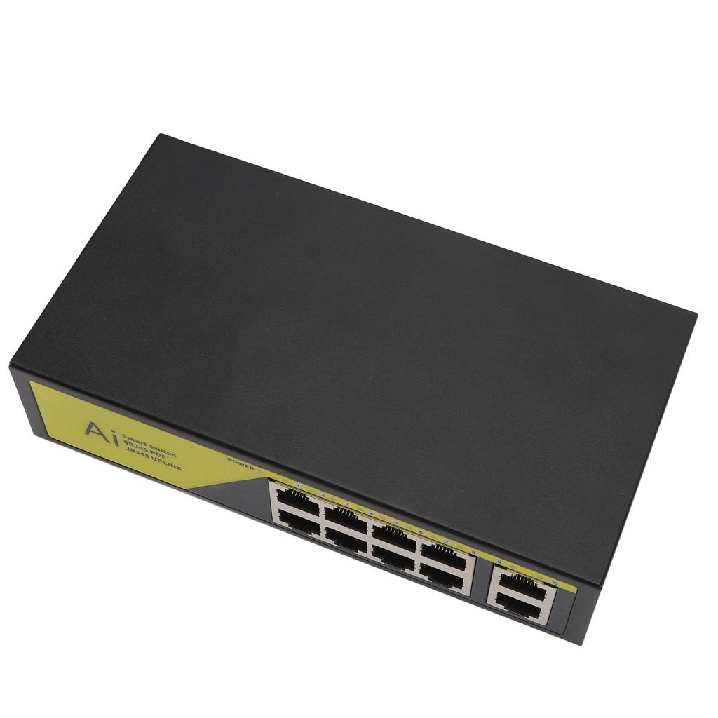 AI POE Switch 8 POE Ports and 2 Uplink 100Mbps High Speed 120W Metal Power Supply Ethernet Network Switch Extend 250M