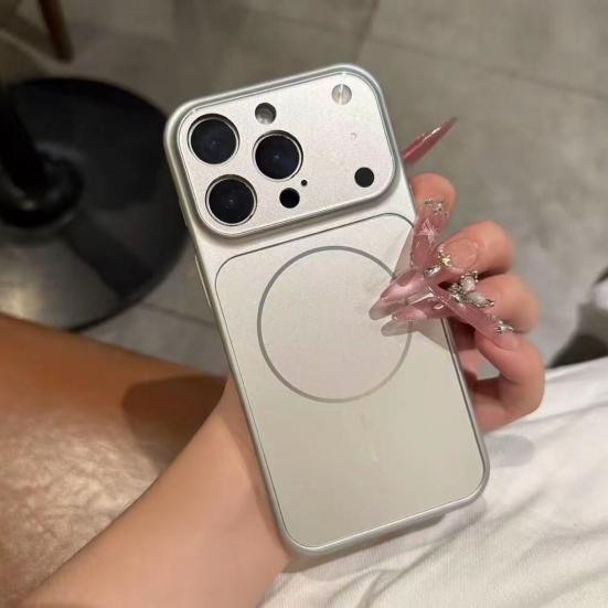 Glass Magnetic Case for IPhone 16 Pro/Pro Max Phone Protective Case for Magsafe Shockproof Cover with Frosted Anti-Scratch Back