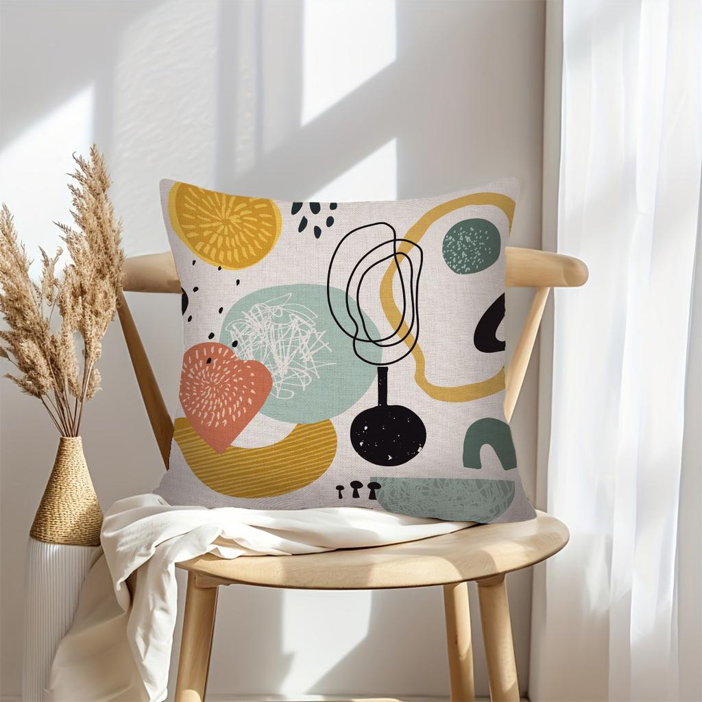 1Pc Contemporary Style Abstract Art Pillow Cover, 18X18 Inches, Suitable For Living Room Sofas