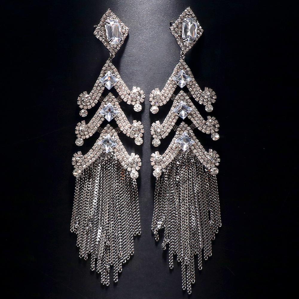 

Stonefans Yellow Exaggerated Tassel Earrings Women Luxury 2024 Halloween Metal Piercing Club Bling Ear Accesories Jewelry Dance