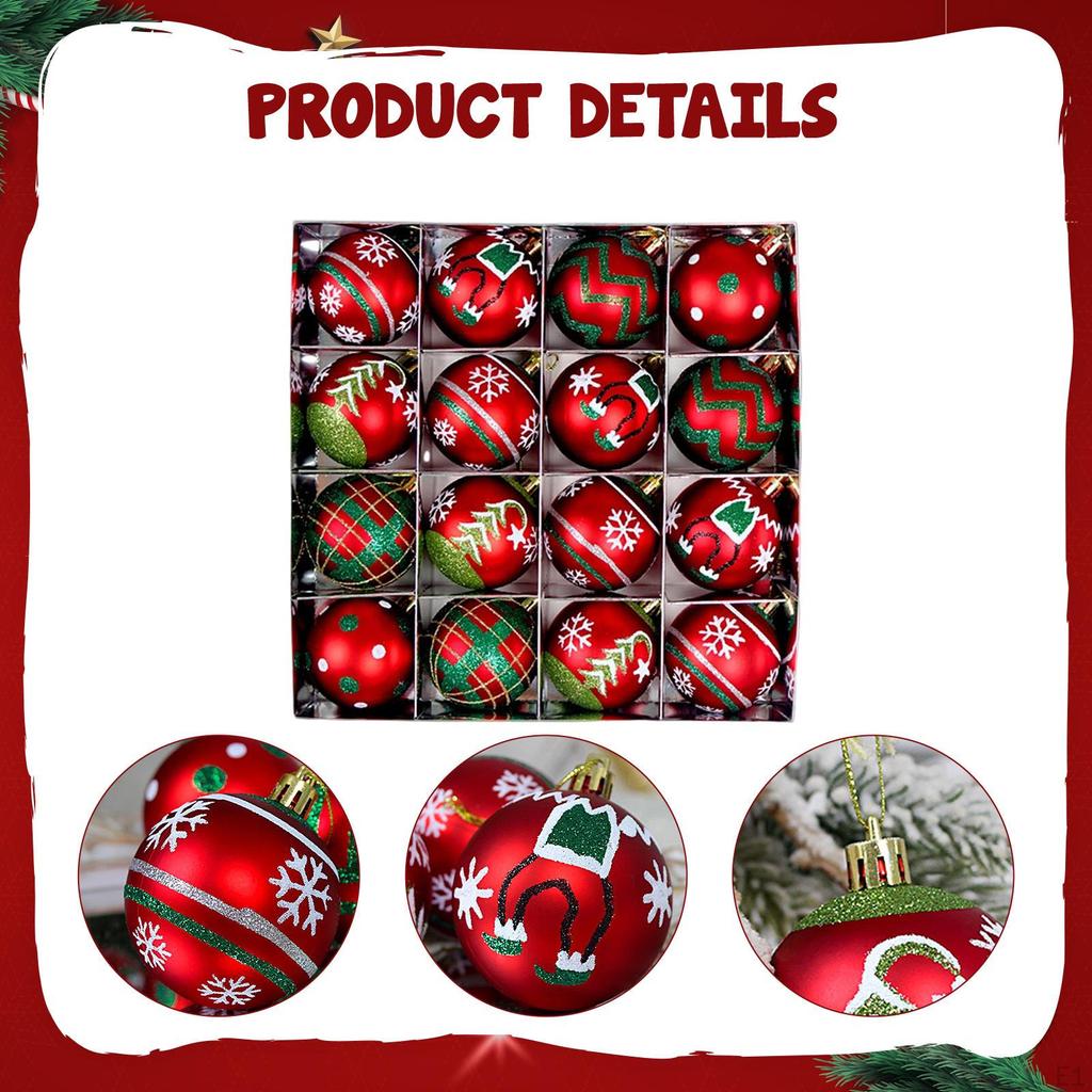 16 Stycken Julkulsdekorationer Dekorativa Julkulor Prydnader Träddekorationer för