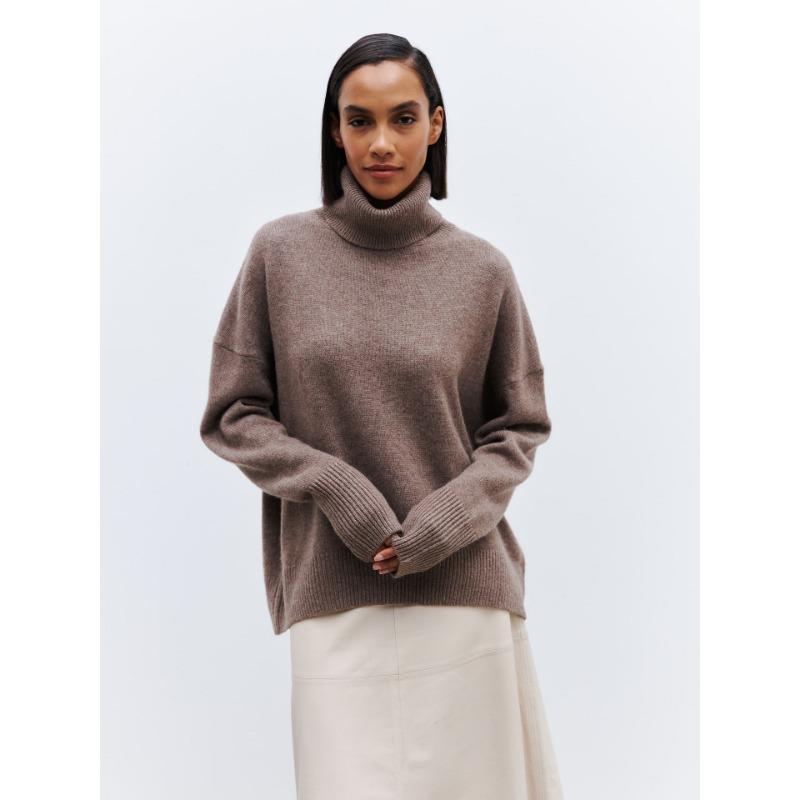 Autumn and Winter Turtleneck Women Sweater Loose Long Sleeve Casual Pullover Knitted Sweater Tops Fashion Loose Solid Color Clothes 1450