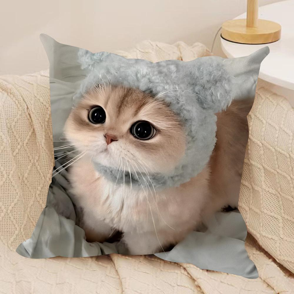cute cat kawaii Cushion Cover Soft Plush Fabric DoubleSided Printed Cushion Covers for All Seasons Home Decor