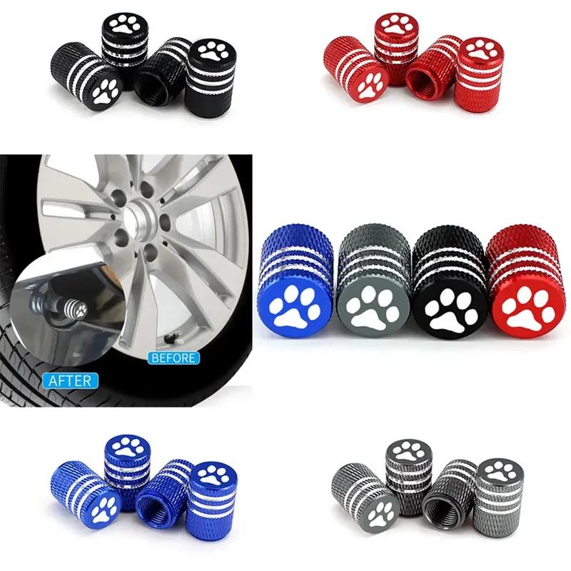 DSYCAR 4Pcs/Set Bear's Paw Tire Stem Valve Caps Aluminum Car Dustproof Caps Tire Wheel Stem Air Valve Caps New