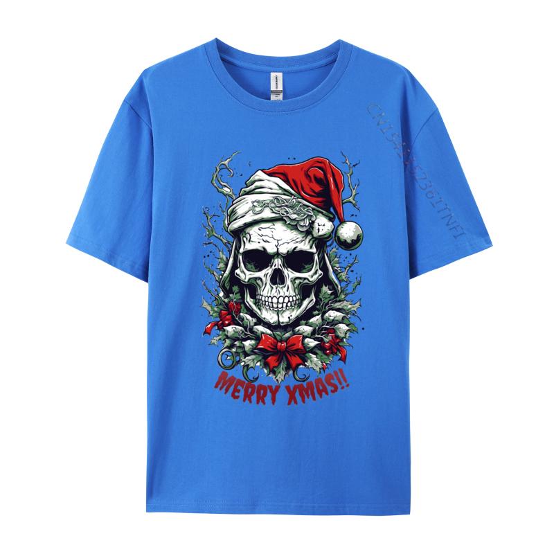 Cool Skull Weihnachten Für die Feiertage T-Shirt Herren Weiches Baumwoll-T-Shirt Ästhetische Camisas Herren T-Shirt Camisas