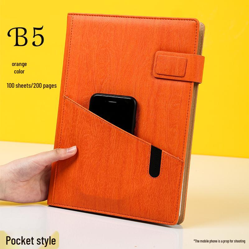 Multifunctional Red Business Notepad with Ins Style for Meetings & Daily Records