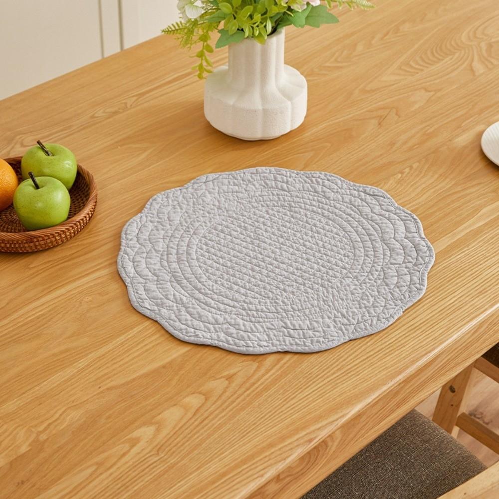 Scalloped Edge Quilted Placemats Washable Dining Placemats Gifts Round Placemats  Table Mats