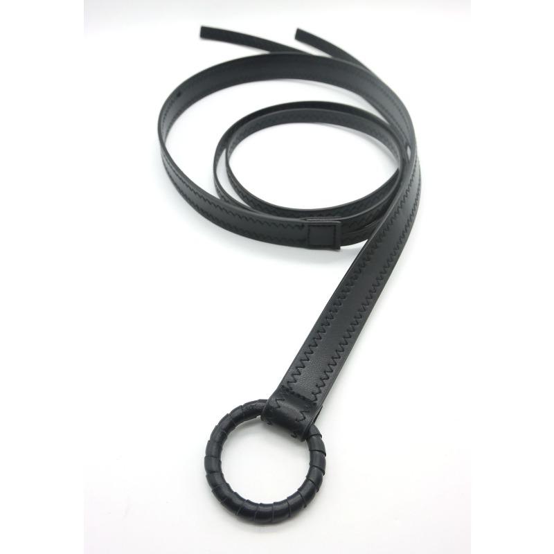 Circle Buckle Double Leather Strip Thin Leather Strip Binding Method Belt Rope Jeans Skirt Women's Belt