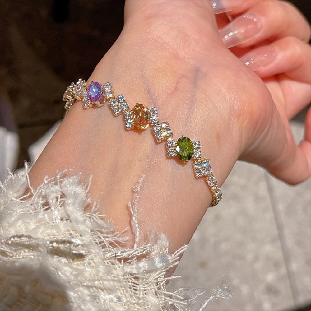 Colorful Zircon Bracelet Wristband Friendship Bracelet Women Crystal Hand Bracelet Hand Accessory