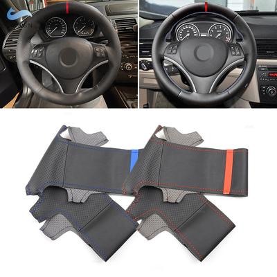 For BMW 1 3 Series E82 E87 120i 130i E90 320i 2008-2013 X1 E84 2011 Car Interior Steering Wheel Cover Perforated Leather
