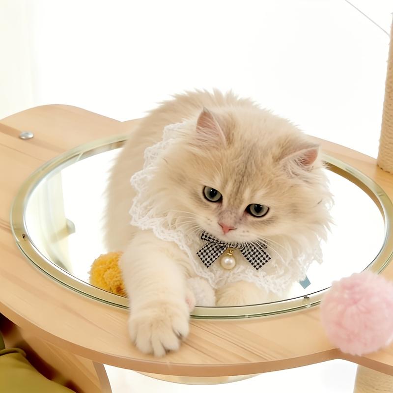 Pearl Bow Lace Pet Scarf, Checkered Adjustable Collar for Cats & Dogs, Party Photo Accessory