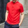 Men's 2024 Summer Chinese Style Frog Button Stand Collar Short Sleeve Plus Size Shirt