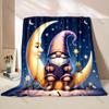 1PC Dwarf Reading On The Moon Blanket Warm Soft Luxury Gifts for Children Adults Suitable for Home Bed Sofa Travel Camping RV