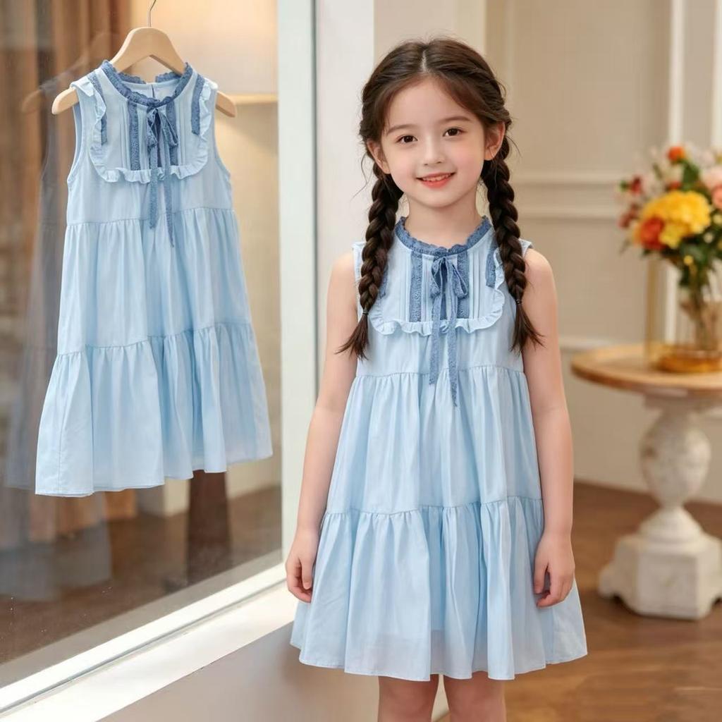Blue Sleeveless Dress for Girls