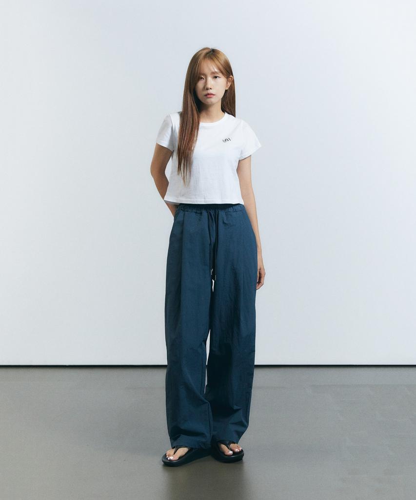 SLOW RECORD HOUSE Nylon Single-Pleat Pants_Teal