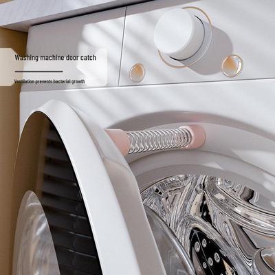 Magnetic Washing Machine Door Holder and Anti-Collision Buckle with Ventilation, Anti-Pinch Limiter, and Protective Door Stopper Sticker.