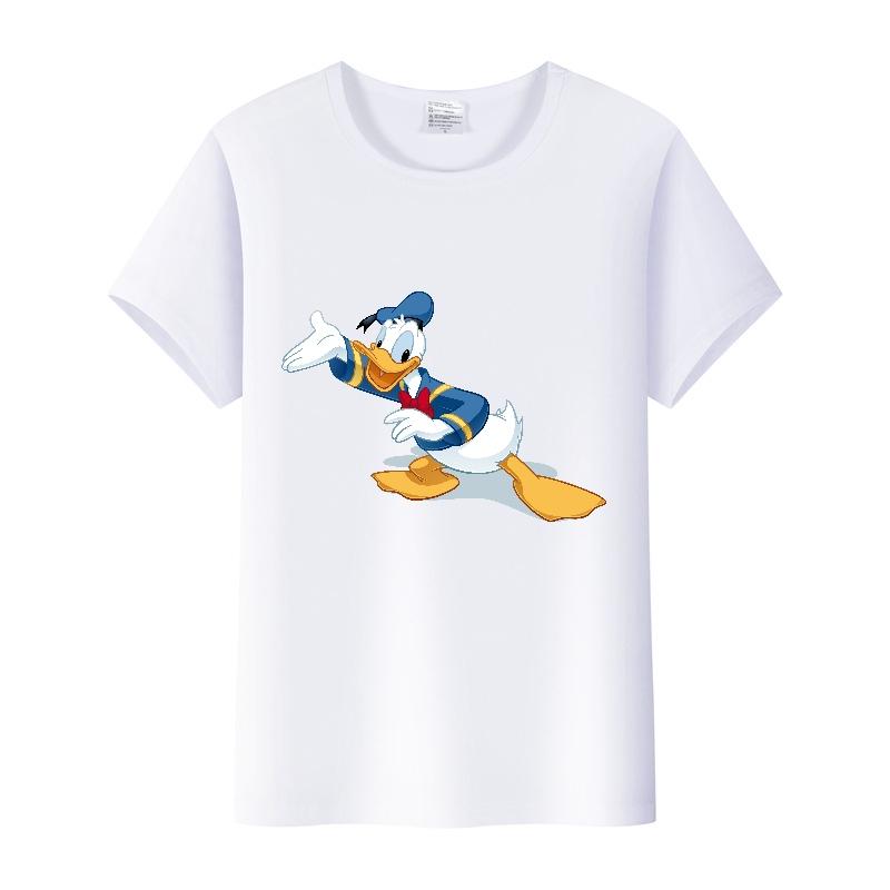 Kawaii Donald Duck Plus Size Tee Ladies Graphic Clothes Summer Women Short Sleeve T-shirt Disney Cartoon Men Tshirt Female Tops