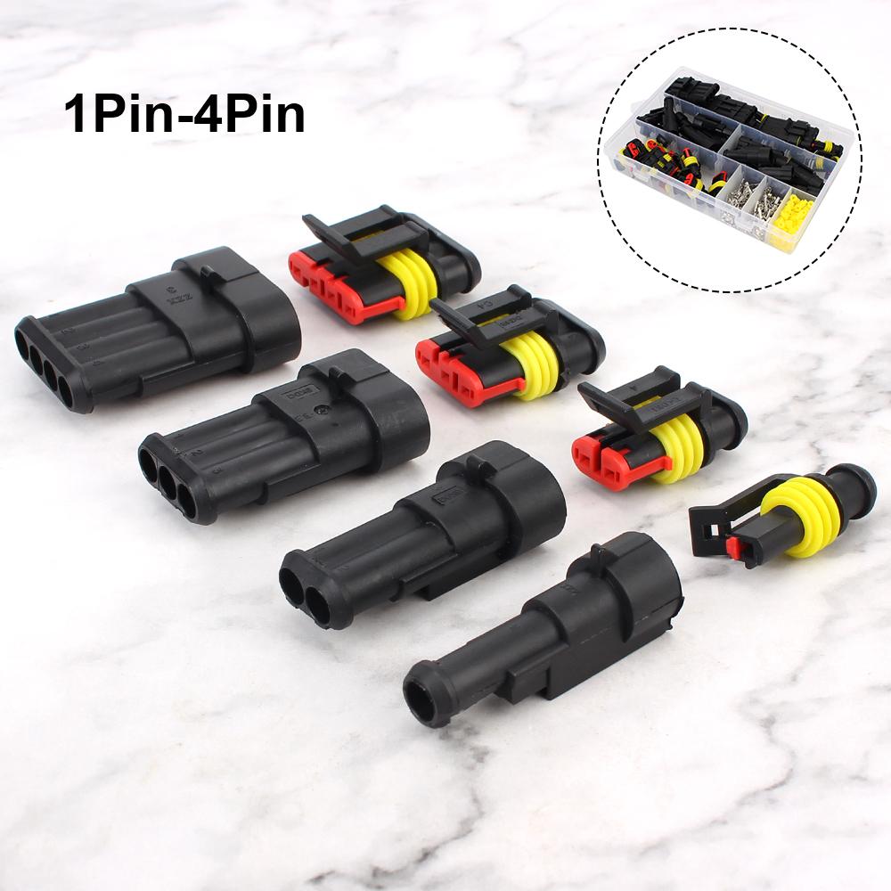 Car Wiring Automotive Solder Wire 1-4 Pin Plug Electrical Wire Connectors Kit for Car Motorcycle Yacht Auto Seal Socket 254Pcs