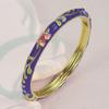European Enamel Peony Flower Open Bracelet - Ethnic Style Retro Design.