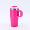 14oz Vakuumisolierte Edelstahl-Reisebecher mit Griff, Strohhalm, für Auto, Büro, Outdoor-Nutzung