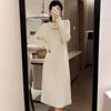 Autumn and Winter New Design Sense Hollow Knitted Primer Dress Women Loose and Thin Medium and Long Inner Sweater Skirt