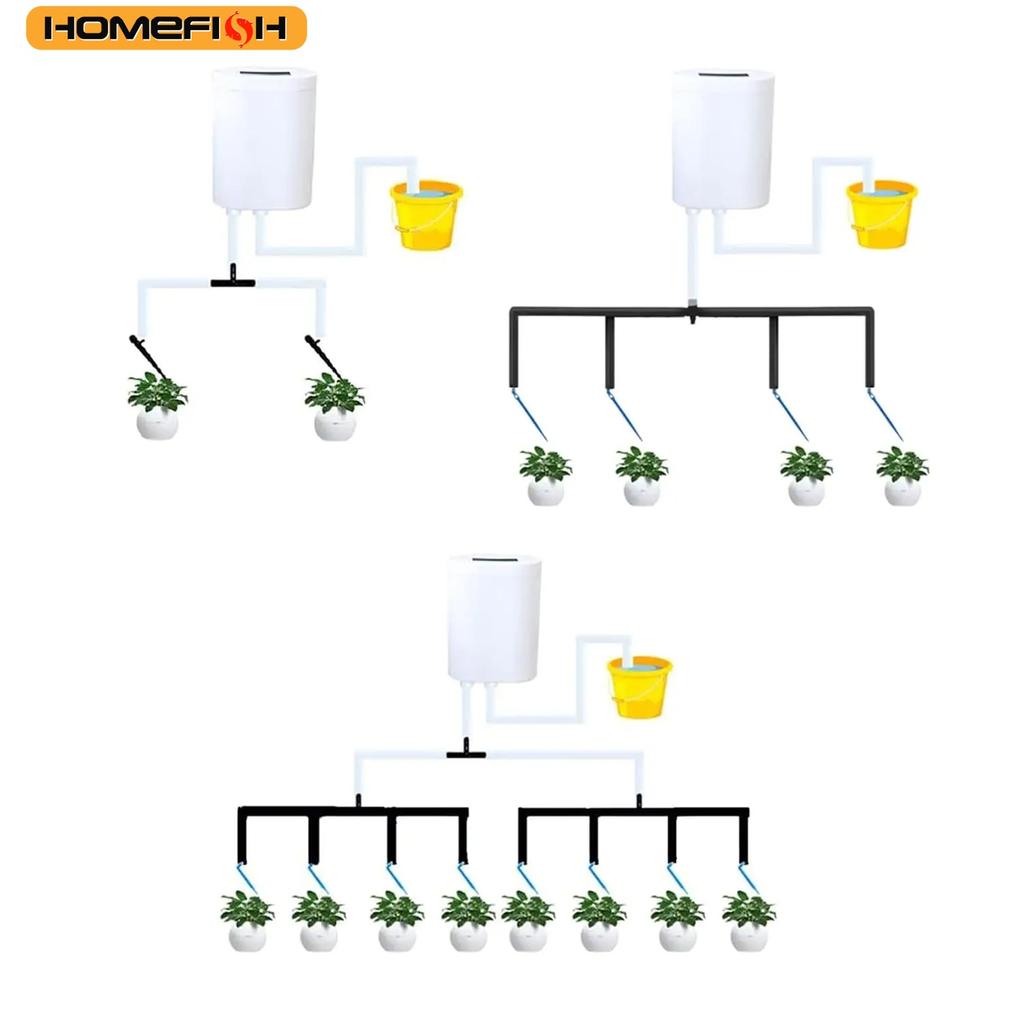 HOMEFISH Automatisk Växt-Blombevattningspump Hem Sprinkler Droppbevattningsenhet 4/8/16 Huvuden Timer System Kit Trädgårdsverktyg