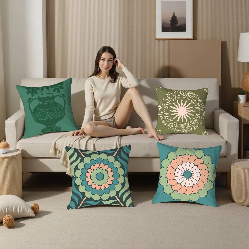 Home Decor Colorful Floral & Geometric Pillow Covers Pattern Cushion Cover Suitable for Sofa Bedroom Car Pillow Cover