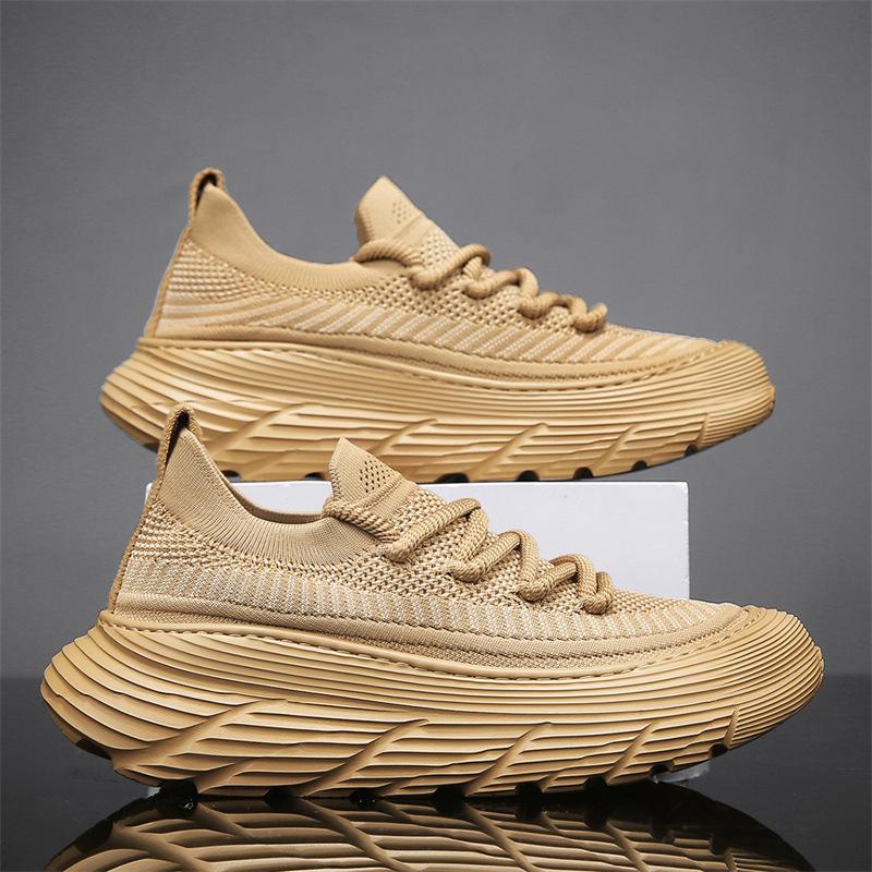 Europe 2024 New Spring Casual Sports Board Shoes Men's Pedal Thick-soled Fly-woven Breathable Men's Shoes Niche and Lightweight
