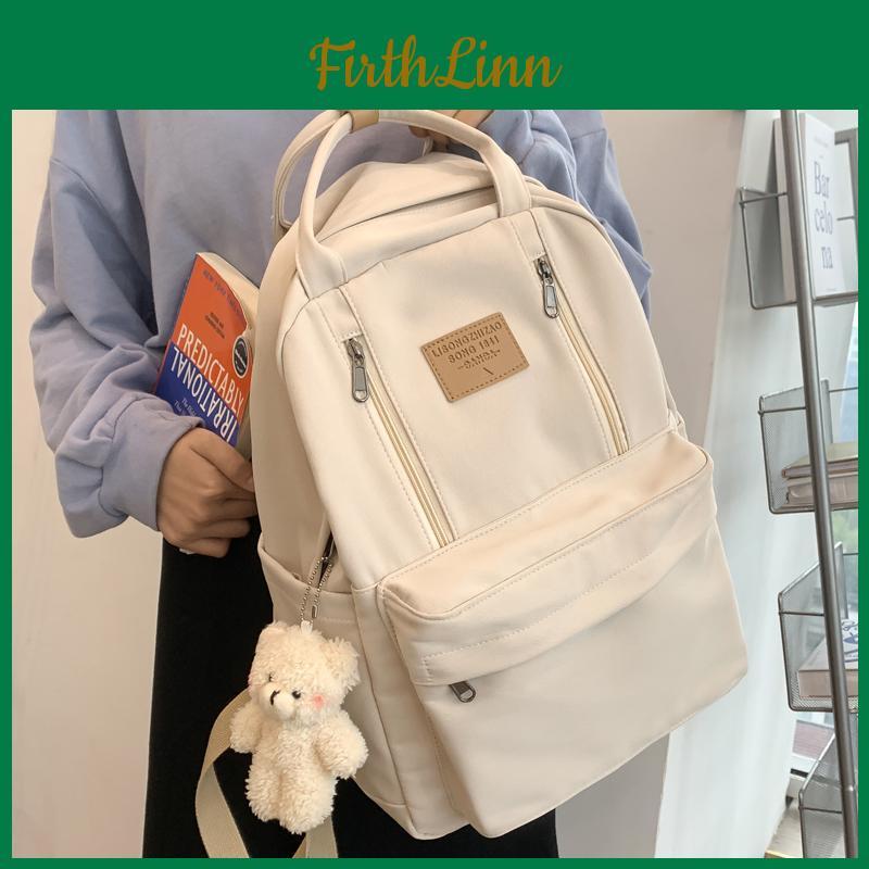 Backpack Double Zipper Women Multifunction Teenager Girls Laptop Backpack Student Shoulder Bag Korean Style Schoolbag