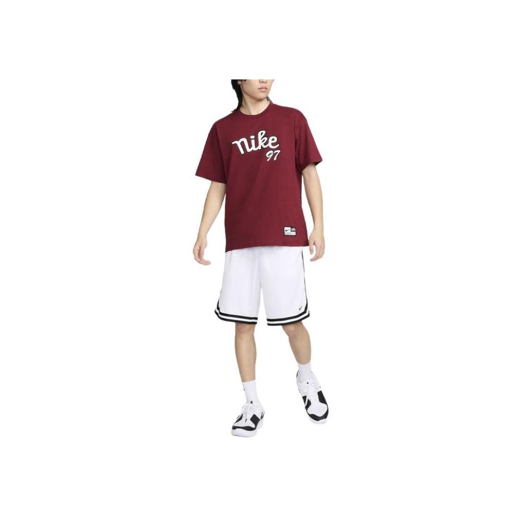 Nike Comfortable Ribbed Round Neck Basketball Short Sleeve T-Shirt With Letter And Number Print Men Tops Deep-Red FV8397-677