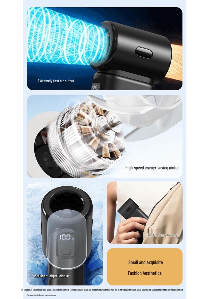 High-Speed Mini Handheld Fan, 100 Speeds, USB-Powered, Pocket-Sized, Portable