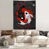 Japanese Yin-Yang Koi Carp Tapestry Cherry Blossom Art Bedroom Living Room Office Tapestry Home Decoration