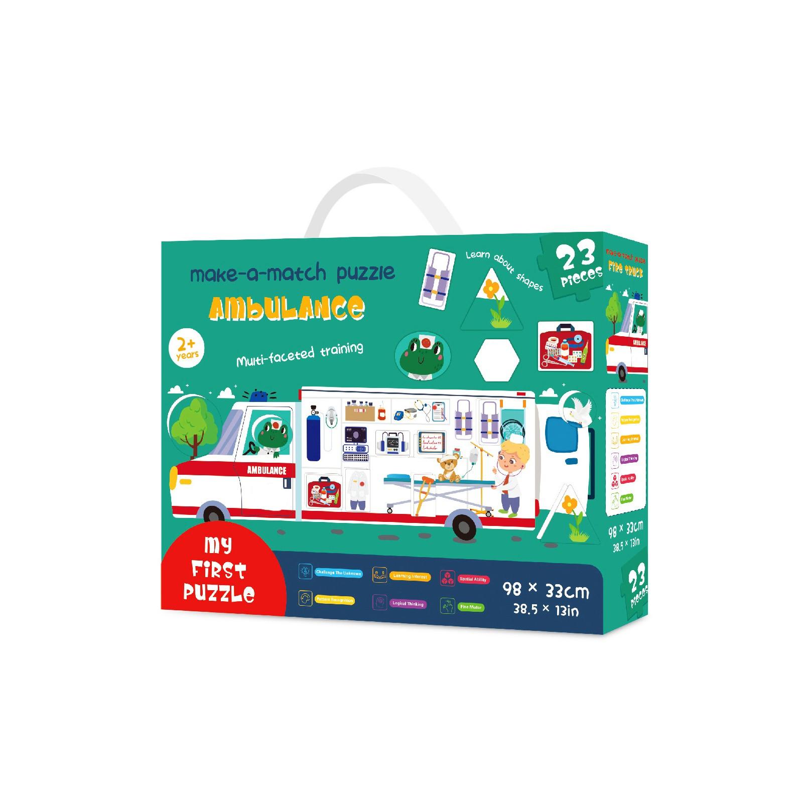 

Пазл «Скорая помощь» с игрой на соответствие — панорамный напольный пазл — детали включают базовые формы, подходит для детей от 2 лет One Size